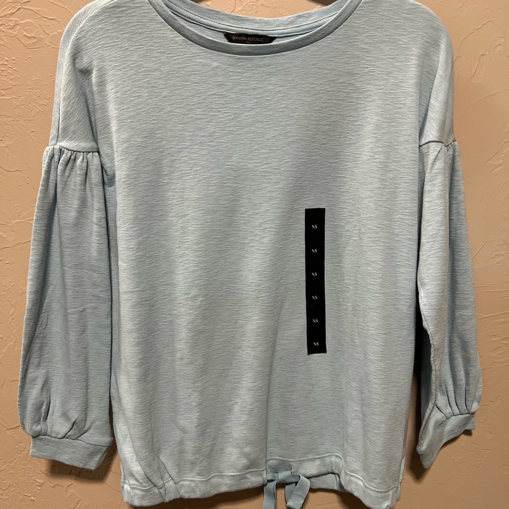 Banana Republic Light Blue Blouse with Tie Hem